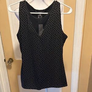 White House Black Market Black and White Polka Dot Tank Top NWT